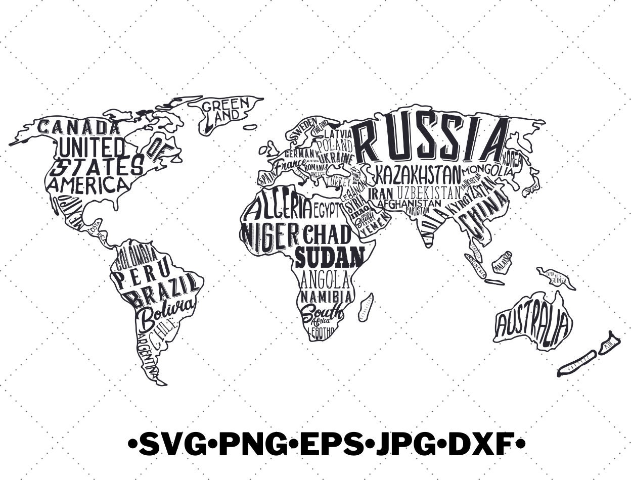 Global Map Svg World Map Collage Svg Png Jpg Eps Dxf Etsy