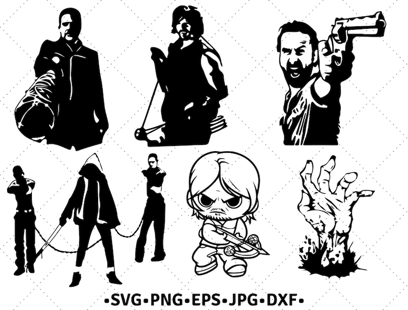 Download Clip Art Walking Dead Bundle Png Clip Art Walking Dead Svg Svg Eps Digital Files Jpg Dxf Image Files Darrel Walking Dead Svg Art Collectibles