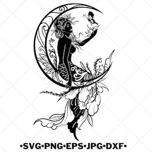 Mermaid Svg  - Mermaid Tail Svg -  Png - Jpg - Eps - Dxf - Svg - Digital files - Print t-shirt - cricut and silhouette - Clip - Art Active