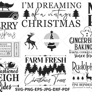 Vintage Christmas SVG - Vintage Christmas Bundle svg -  Christmas SVG - Clip Art  -  Digital files -  Download -  Svg Png  Eps  Jpg Dxf Pdf