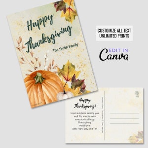 Kürbis Gewürz Thanksgiving Herbst Postkarte Vorlage - Digital Download 5x7 Postkarte - bearbeitbare benutzerdefinierte Weihnachtskarten