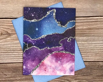 Galaxy Agate w/metallic envelopes -12 card gift set - high-end luxury greeting cards, thank you cards, birthday card, all-occasion cards