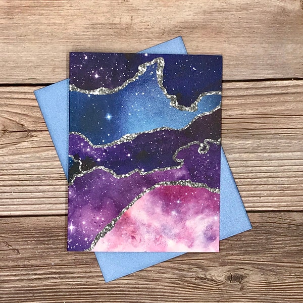Galaxy Agate w/metallic envelopes -12 card gift set - high-end luxury greeting cards, thank you cards, birthday card, all-occasion cards
