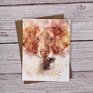Watercolor Safari Elephant - animal notecards - 12 note card gift pack - quality blank greeting, thank you, birthday card