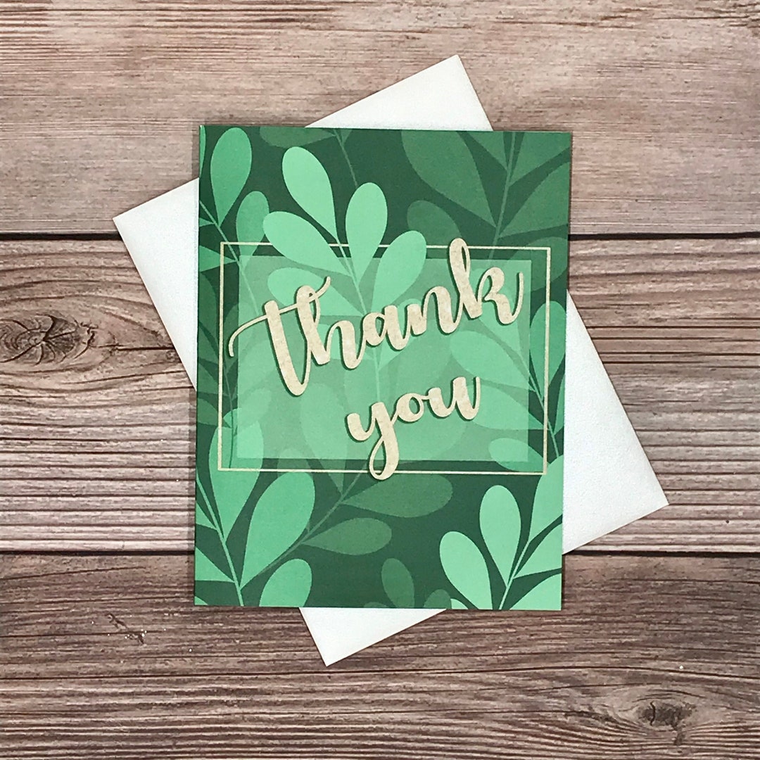 Botanical Leaf Thank You Cards Variety Pack (green Only) - 12 Note Card ...