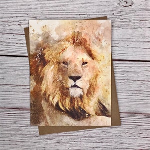 Watercolor Safari Lion - animal notecards - 12 note card gift pack - quality blank greeting, thank you, birthday card