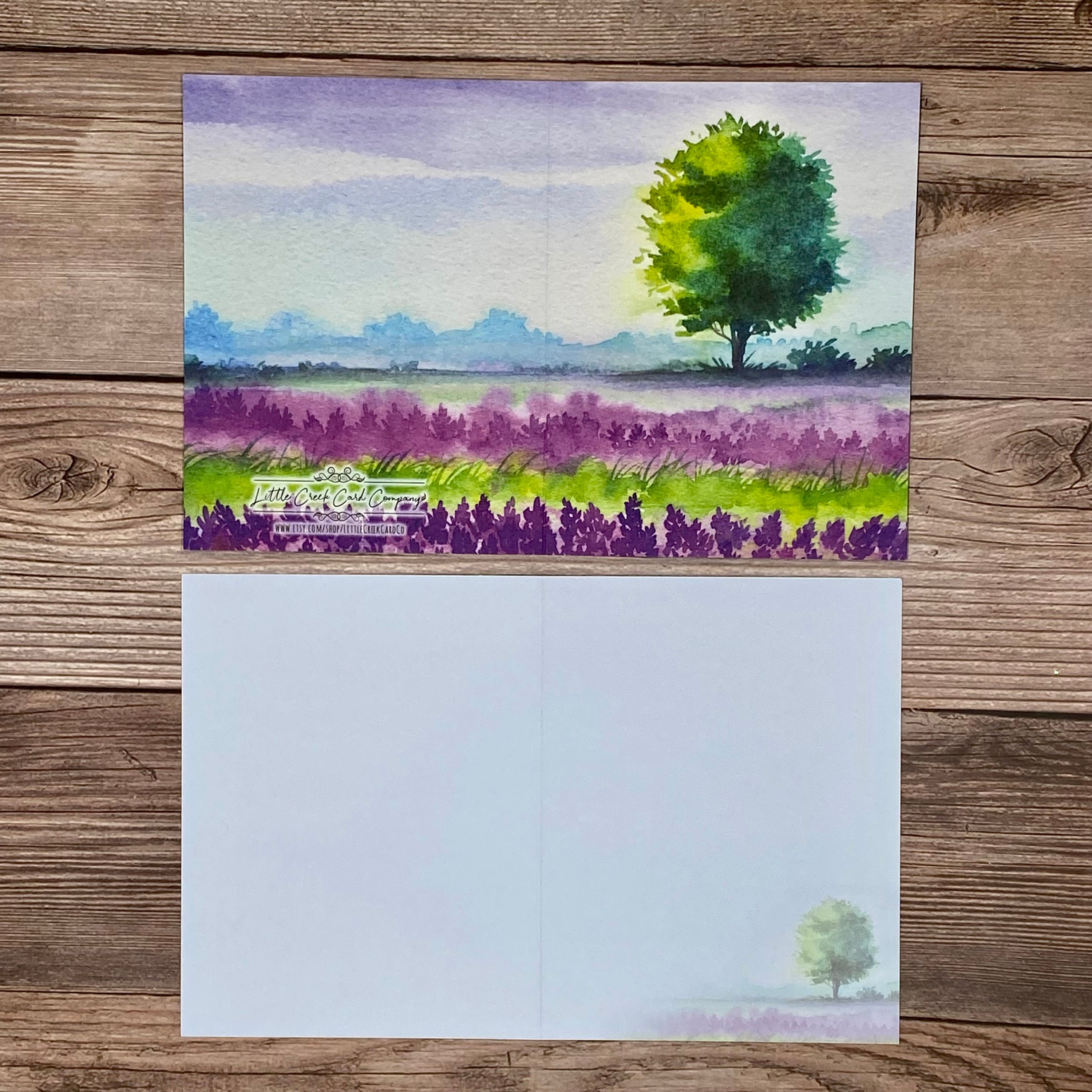 Watercolor Spring Landscape Tree in Field - 12 Card Gift Set - High-end ...