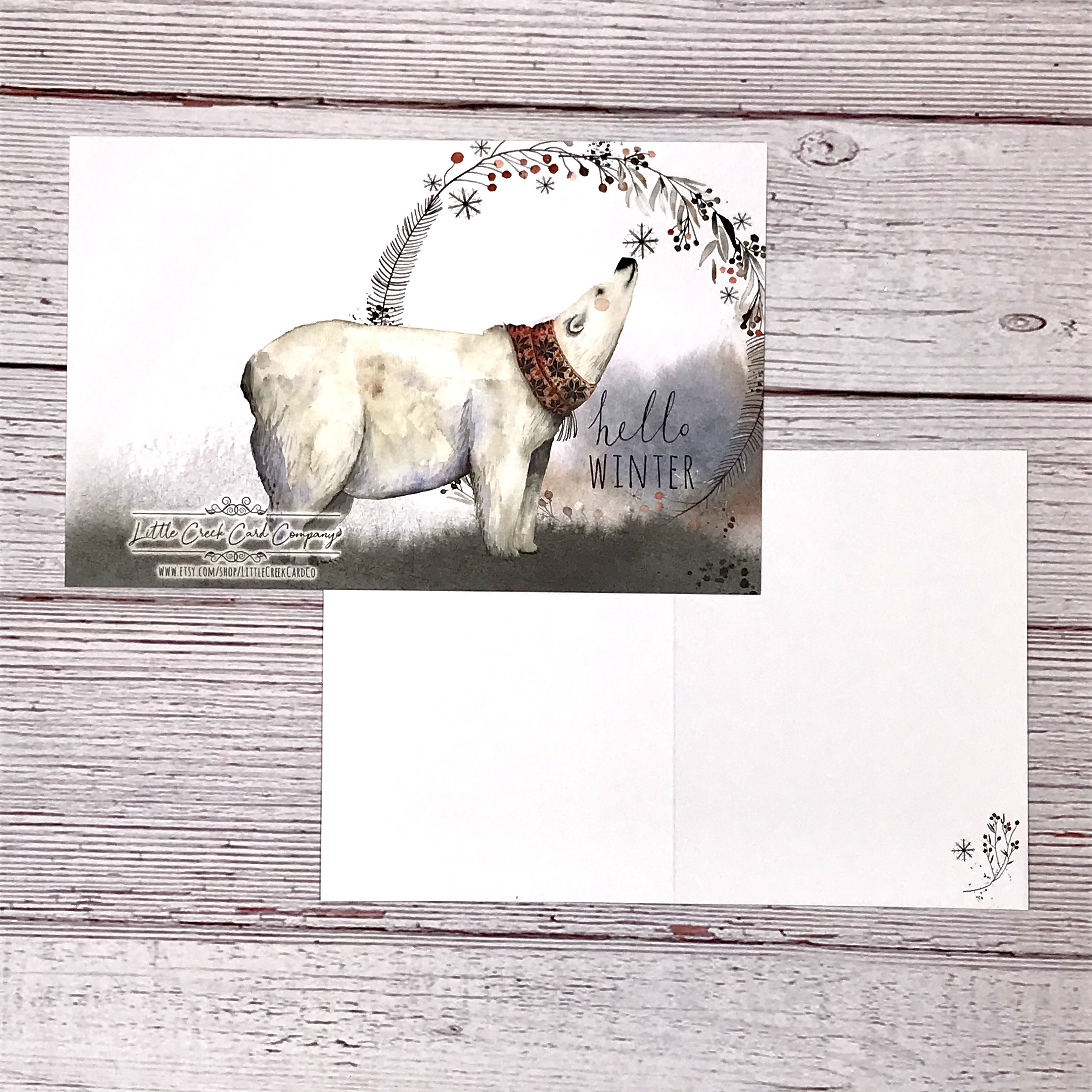 Hello Winter Polar Bear Christmas Holiday Cards (12) - Metallic ...