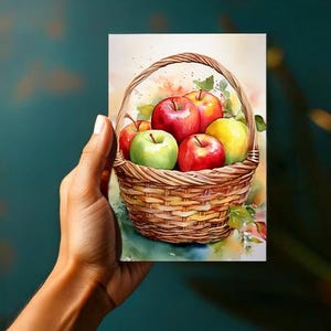 Apple Basket - Arte autunnale digitale ad acquerello - DOWNLOAD DIGITALE