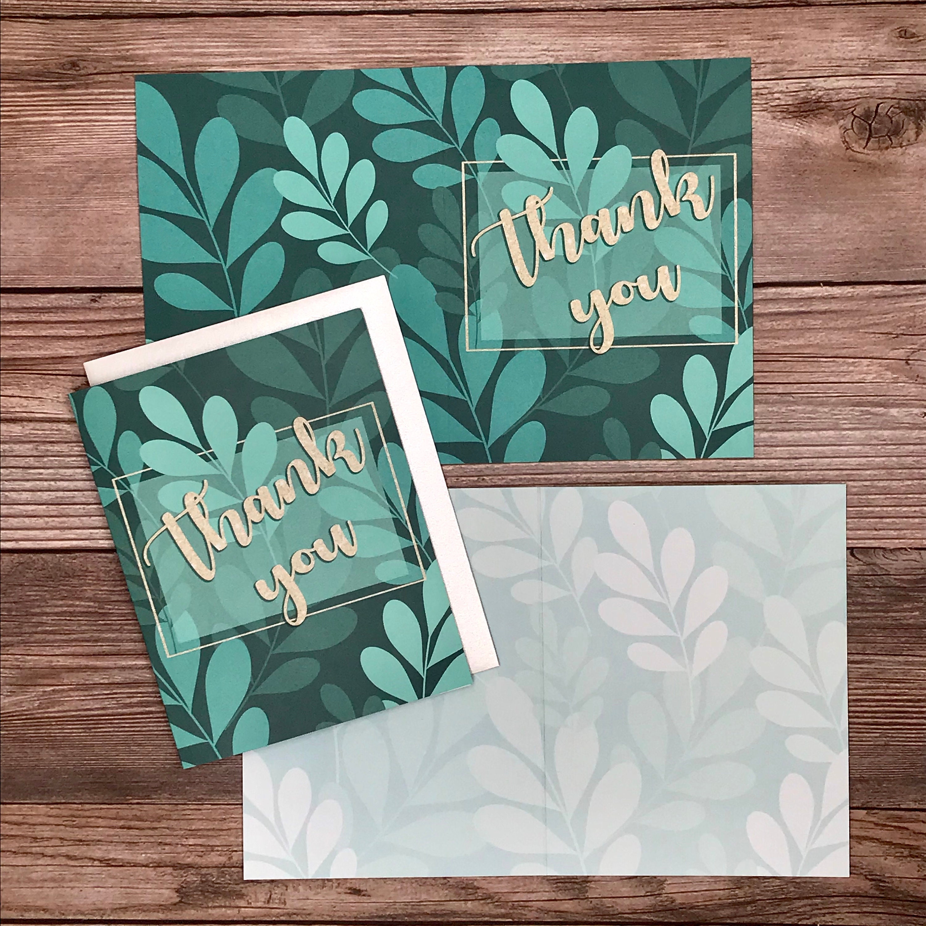 Botanical Leaf Floral Thank You Cards Variety Pack - 12 Note Card Pack ...