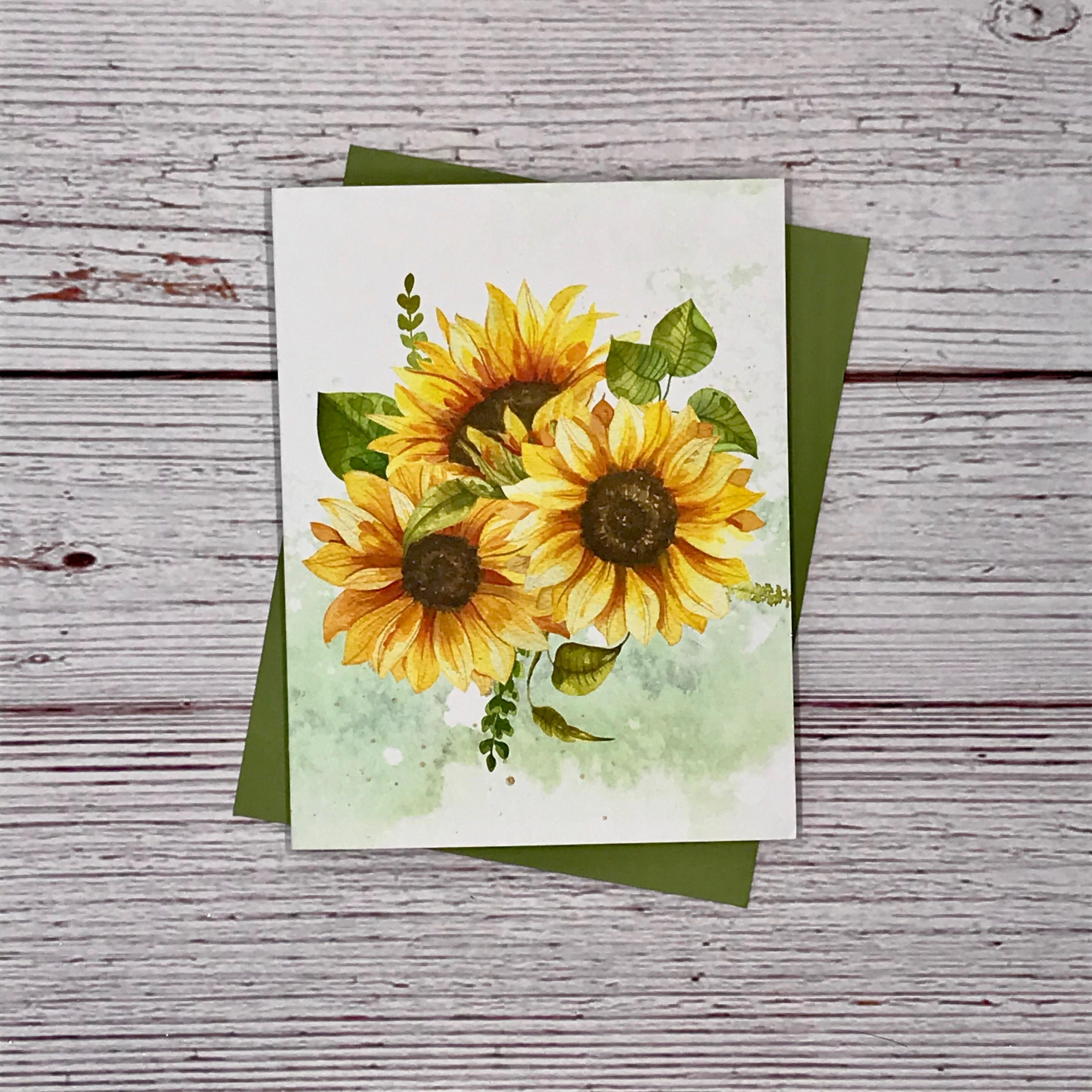 Watercolor Vintage Rose Sunflower Floral Notecards - 12 Note Card Gift ...