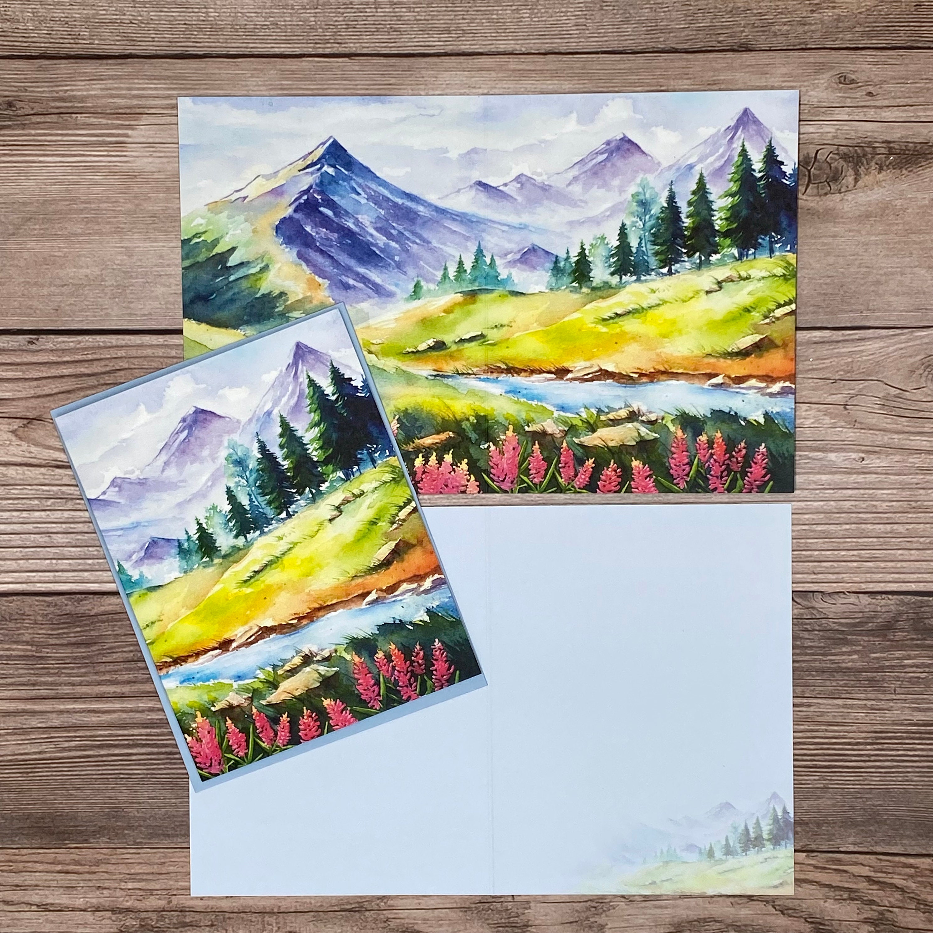 Watercolor Card Landscape Card Set of 6, Notecard Set With Envelope,  Scenery Blank Card, Nature Lover Card, Watercolor Greeting Card -   Sweden