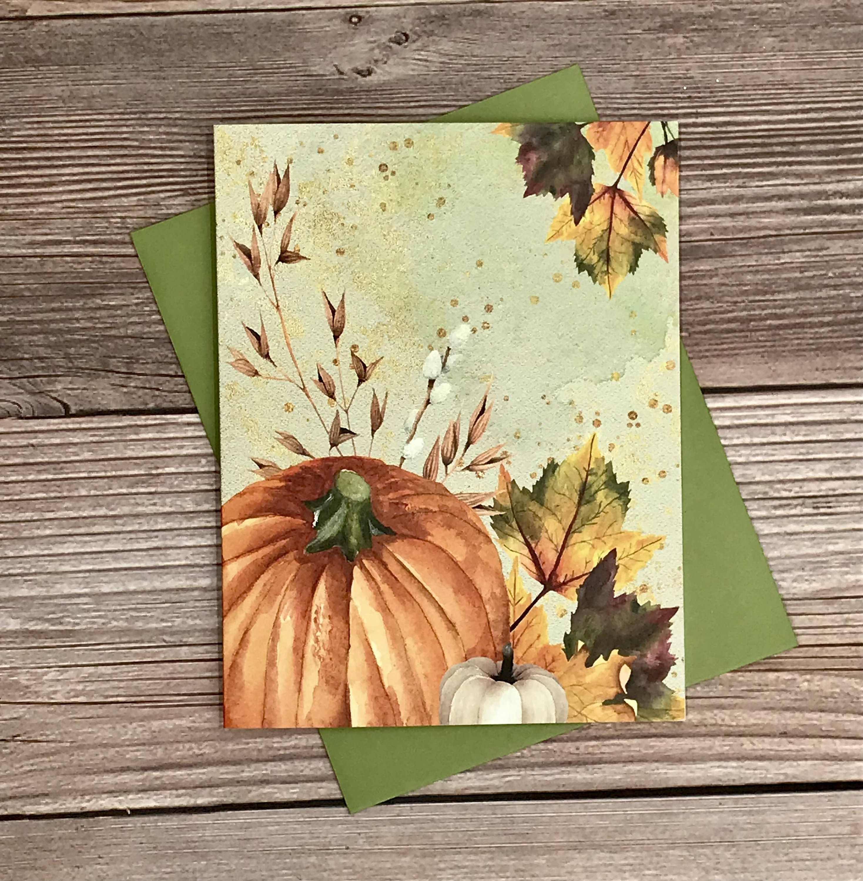 Watercolor Pumpkin Spice Autumn Leaves Fall Notecards - 12 Card Gift ...