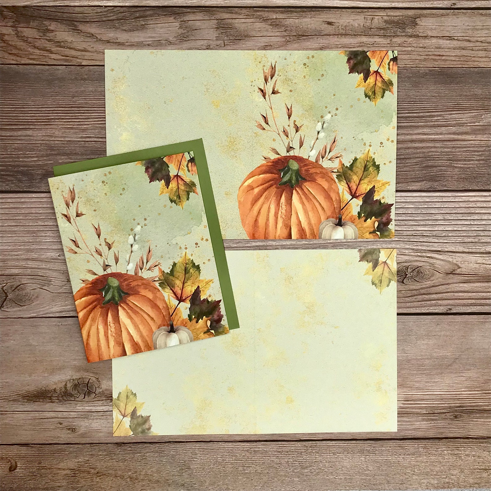 Watercolor Pumpkin Spice Autumn Leaves Fall Notecards - 12 Card Gift ...