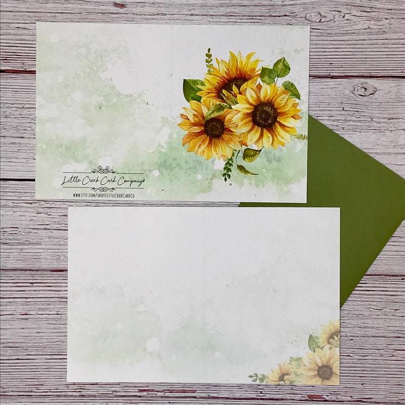 Watercolor Vintage Sunflower Floral Notecards - 12 Note Card Gift Set ...