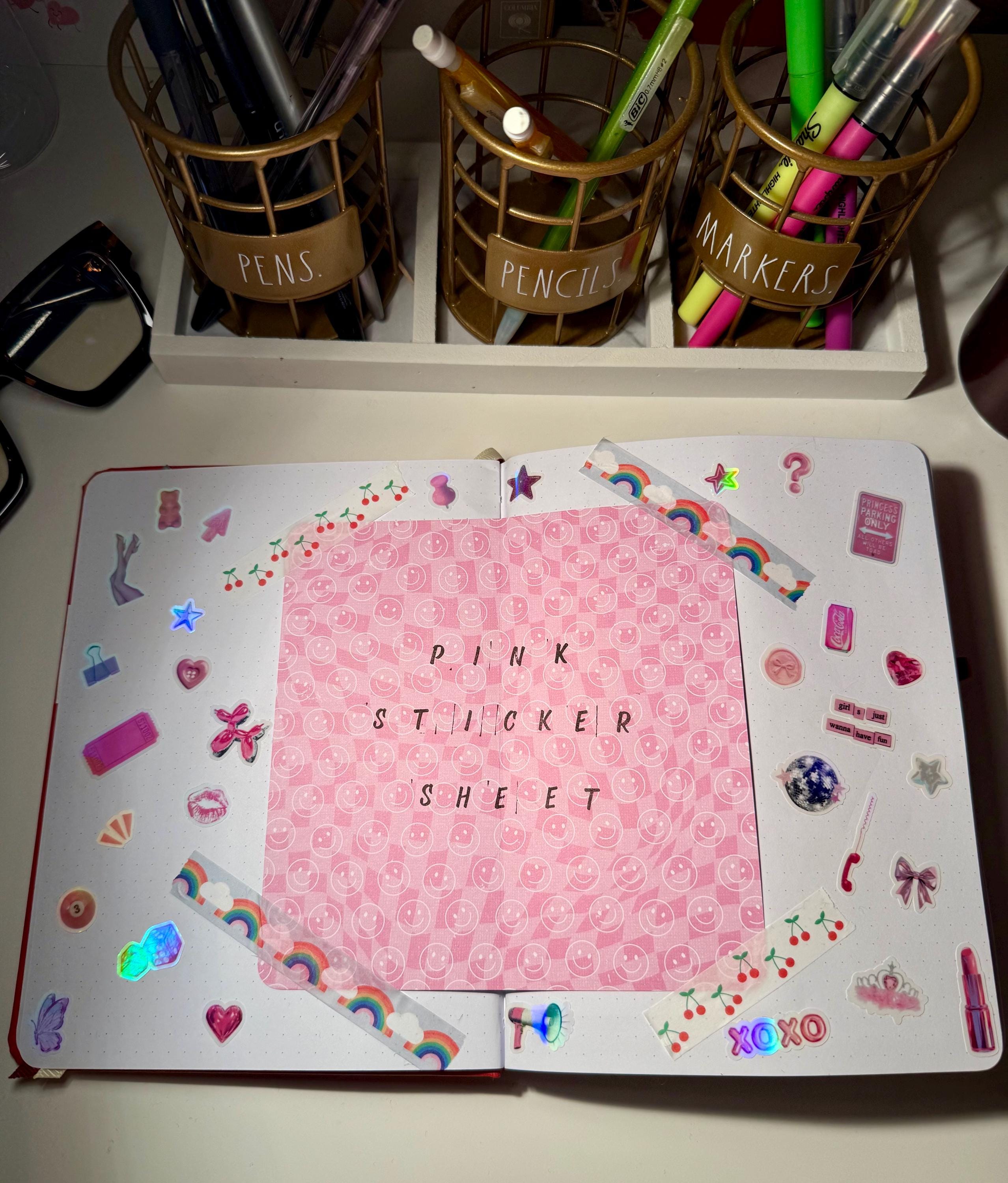 Pink Sticker Sheet | Junk Journal Stickers | Laminated Stickers ...
