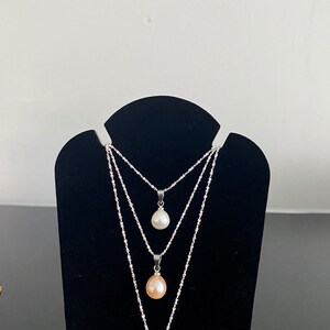 Pearl Necklace, Freshwater Pearl Pendant, Silver Necklace, Simple Necklace