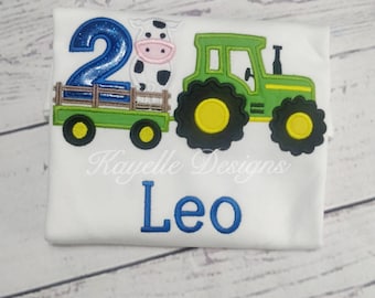 Children Personalised Farm Truck t-shirt | Birthday | Embroidery| Farm Vehicle | Farm Tractor