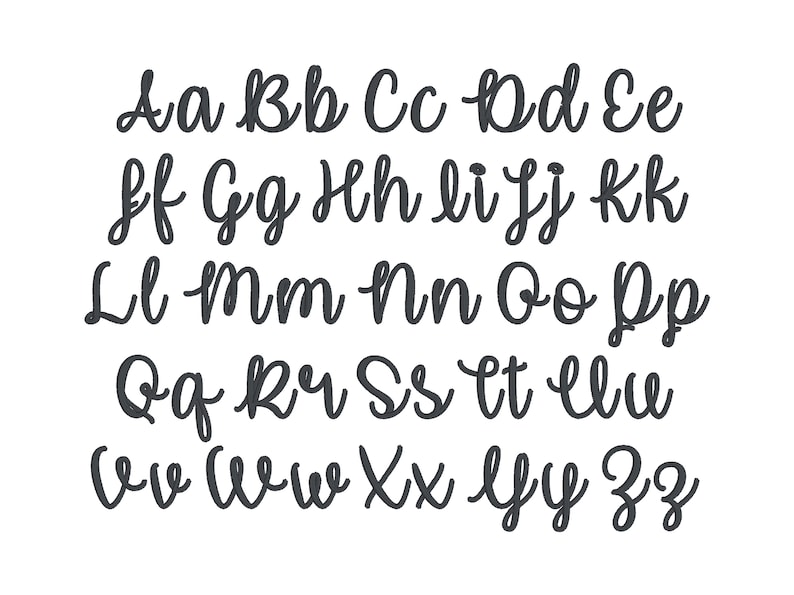 May include: A cursive alphabet in lowercase letters, with each letter repeated twice. The letters are in a dark gray color and are set against a white background.
