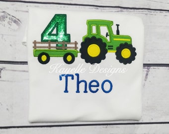 男の子用パーソナライズトラックTシャツ | 誕生日 | 刺繍 | 農場車両