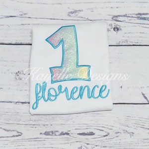 Girls Personalised pastel colour birthday number t-shirt | Birthday | Embroidery |