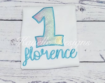 Girls Personalised pastel colour birthday number t-shirt | Birthday | Embroidery |