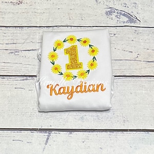 Maglietta personalizzata Sunshine Daisy per bambine / Compleanno / Ricamo