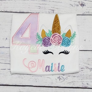 Girls Personalised Unicorn t-shirt | Birthday | Embroidery