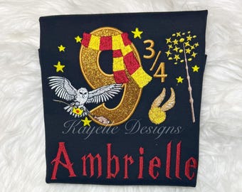Girls Personalised Wizard t-shirt | Birthday | Embroidery |