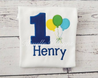 Boys Personalised Balloon t-shirt | Birthday | Embroidery| Birthday Balloon
