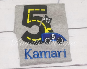 Boys Personalised Race car t-shirt | Birthday | Embroidery| Formula 1
