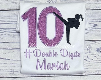 Mädchen personalisierte Karate T-Shirt | Geburtstag | Stickerei |