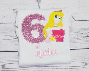 T-shirt principessa personalizzata per bambini / compleanno / ricamo / principessa capelli lunghi / compleanno principessa