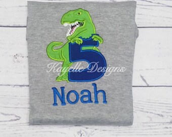 Children Personalised Dinosaur t-shirt | Birthday | Embroidery