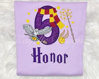 Girls Personalised Wizard t-shirt | Birthday | Embroidery |