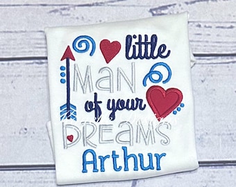 Boys Personalised Valentines t-shirt | Valentines | Embroidery| Little man of your dreams