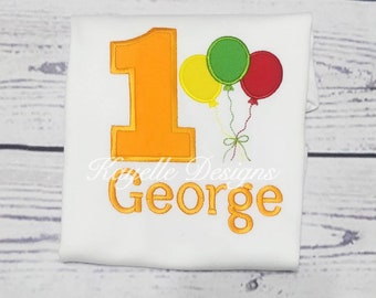 Children Personalised Balloon t-shirt | Birthday | Embroidery| Birthday Balloon