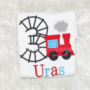 Boys Personalised Train t-shirt | Birthday | Embroidery