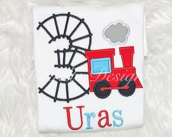 男の子用パーソナライズトレインTシャツ | 誕生日 | 刺繍