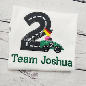 Boys Personalised Race car t-shirt | Birthday | Embroidery| Formula 1 | Sebastian Vettel
