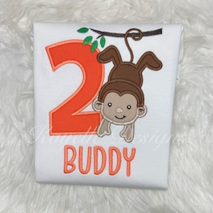 Boys Personalised monkey t-shirt | Birthday | Embroidery| Jungle |