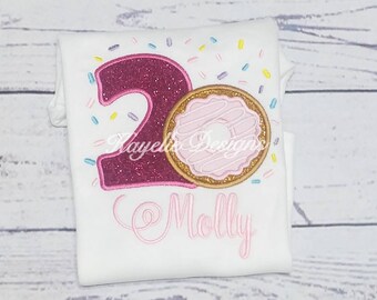 Children Personalised donut t-shirt | Birthday | Embroidery