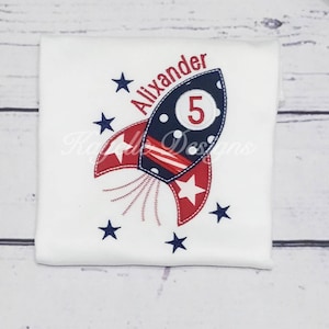 Boys Personalised Rocket t-shirt | Birthday | Embroidery| Rocket| Astronaut