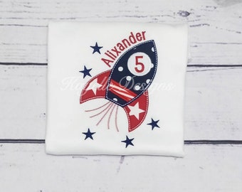 Boys Personalised Rocket t-shirt | Birthday | Embroidery| Rocket| Astronaut