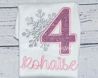 Girls Personalised Frozen t-shirt | Birthday | Embroidery | Frozen Birthday | Snowflake