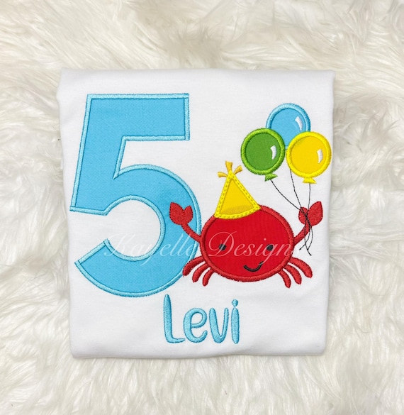 Boys Personalised Crab t-shirt | Birthday | Embroidery| Under the sea