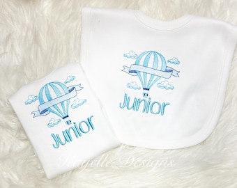 Regalo personalizado para bebé niño / Regalo para baby shower / Regalo de bienvenida para bebé / Hola mundo / Conjunto de bienvenida a casa / Globo aerostático