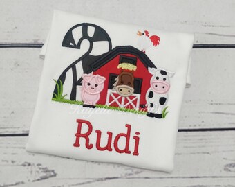 Boys Personalised Farm t-shirt | Birthday | Embroidery| Barn friends | Farm friends
