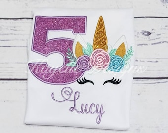 Girls Personalised Unicorn t-shirt | Birthday | Embroidery