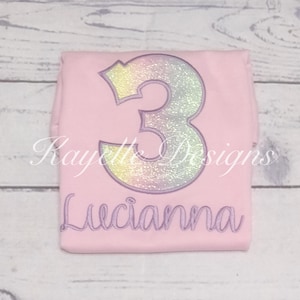 Girls Personalised pastel colour birthday number t-shirt | Birthday | Embroidery |